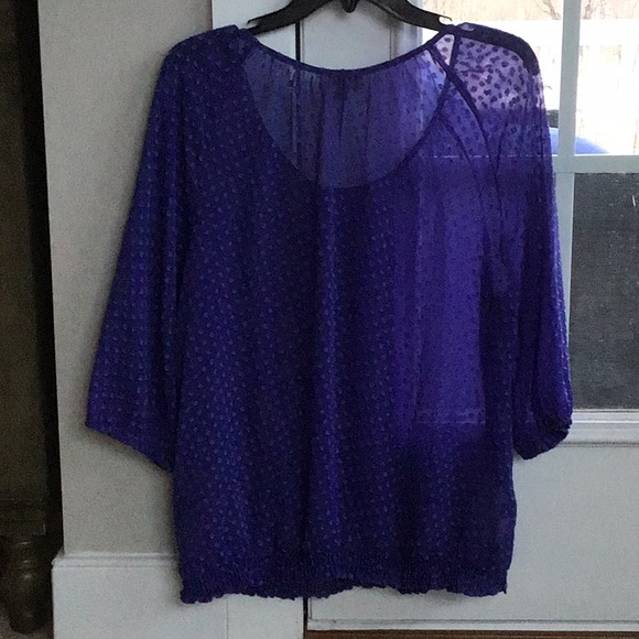 Like new LOFT sheer purple top. Size large. - Picture 2 of 5